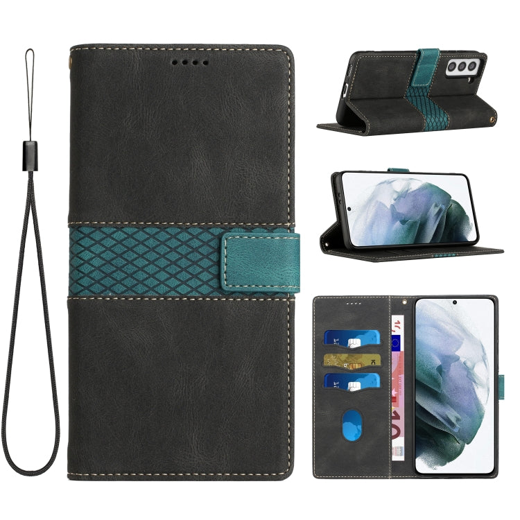 Grid Stitching Leather Phone Case with Lanyard, For Samsung Galaxy S22 Ultra 5G, For Samsung Galaxy S22+ 5G, For Samsung Galaxy S22 5G, For Samsung Galaxy S21 FE 5G, For Samsung Galaxy S21 5G, For Samsung Galaxy S21+ 5G