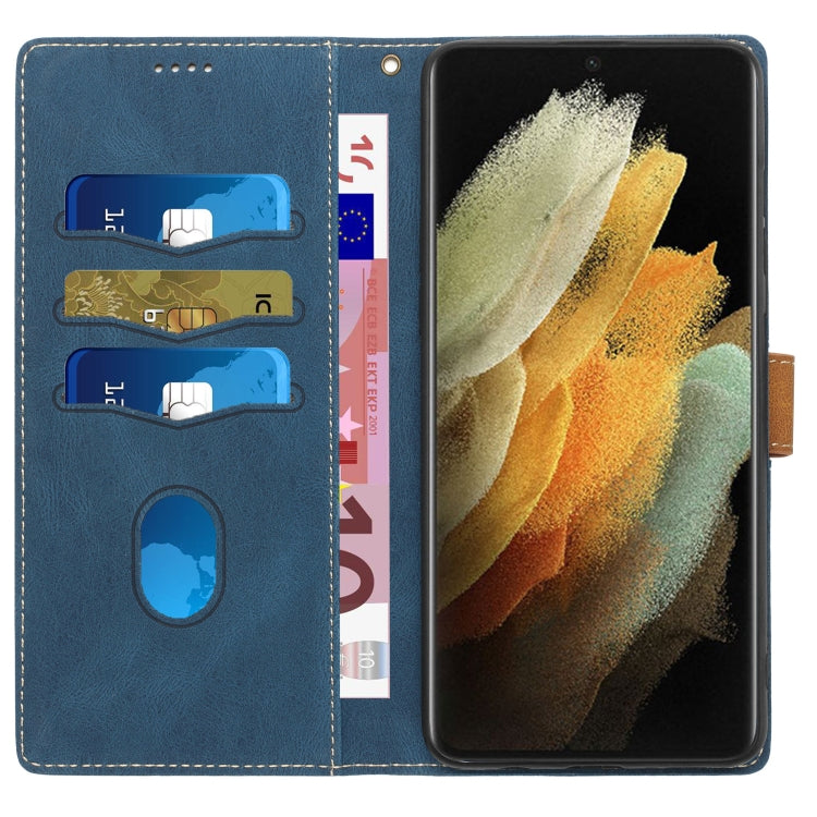 Grid Stitching Leather Phone Case with Lanyard, For Samsung Galaxy S21 Ultra 5G