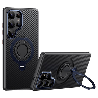 Carbon Fiber MagSafe Phone Case with 360 Degree Rotating Holder, For Samsung Galaxy S25 5G, For Samsung Galaxy S25+ 5G, For Samsung Galaxy S25 Ultra 5G