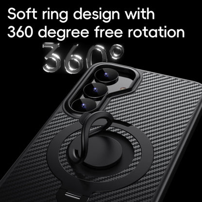 Carbon Fiber MagSafe Phone Case with 360 Degree Rotating Holder, For Samsung Galaxy S25 5G, For Samsung Galaxy S25+ 5G, For Samsung Galaxy S25 Ultra 5G