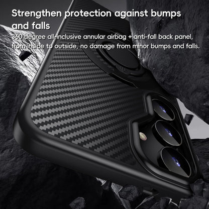 Carbon Fiber MagSafe Phone Case with 360 Degree Rotating Holder, For Samsung Galaxy S25 5G, For Samsung Galaxy S25+ 5G, For Samsung Galaxy S25 Ultra 5G