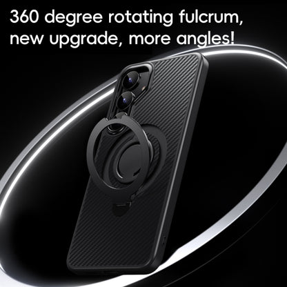 Carbon Fiber MagSafe Phone Case with 360 Degree Rotating Holder, For Samsung Galaxy S25 5G, For Samsung Galaxy S25+ 5G, For Samsung Galaxy S25 Ultra 5G