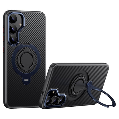 Carbon Fiber MagSafe Phone Case with 360 Degree Rotating Holder, For Samsung Galaxy S25 5G, For Samsung Galaxy S25+ 5G, For Samsung Galaxy S25 Ultra 5G