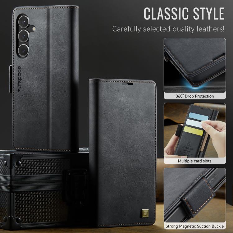 AutSpace A11 Side Buckle MagSafe Magnetic RFID Phone Leather Case, For Samsung Galaxy S26+ 5G, For Samsung Galaxy S26 Ultra 5G, For Samsung Galaxy S26 5G, For Samsung Galaxy S25 FE 5G, For Samsung Galaxy S25 Edge 5G, For Samsung Galaxy S25 5G