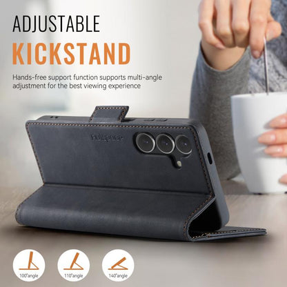 AutSpace A11 Side Buckle MagSafe Magnetic RFID Phone Leather Case, For Samsung Galaxy S26+ 5G, For Samsung Galaxy S26 Ultra 5G, For Samsung Galaxy S26 5G, For Samsung Galaxy S25 FE 5G, For Samsung Galaxy S25 Edge 5G, For Samsung Galaxy S25 5G