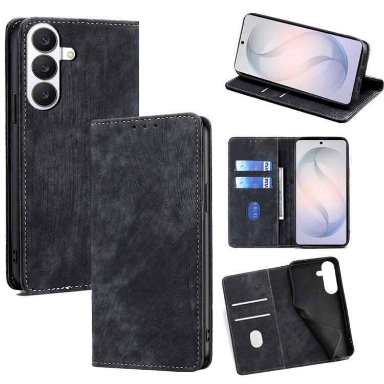 RFID Anti-theft Brush Magnetic Leather Phone Case, For Samsung Galaxy S26+ 5G, For Samsung Galaxy S26 Ultra 5G, For Samsung Galaxy S26 5G, For Samsung Galaxy S25 5G