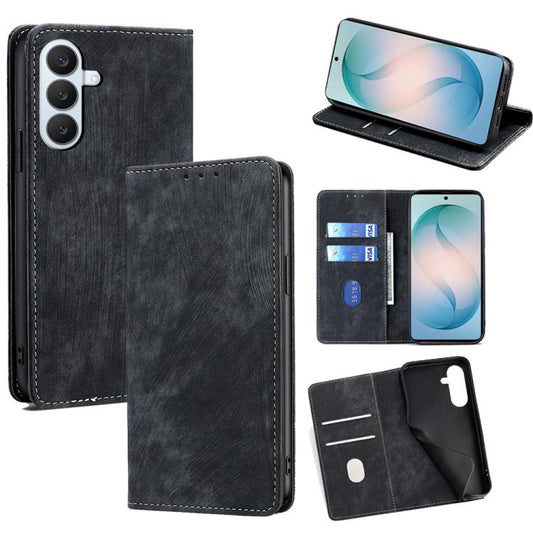 RFID Anti-theft Brush Magnetic Leather Phone Case, For Samsung Galaxy S26+ 5G, For Samsung Galaxy S26 Ultra 5G, For Samsung Galaxy S26 5G, For Samsung Galaxy S25 5G