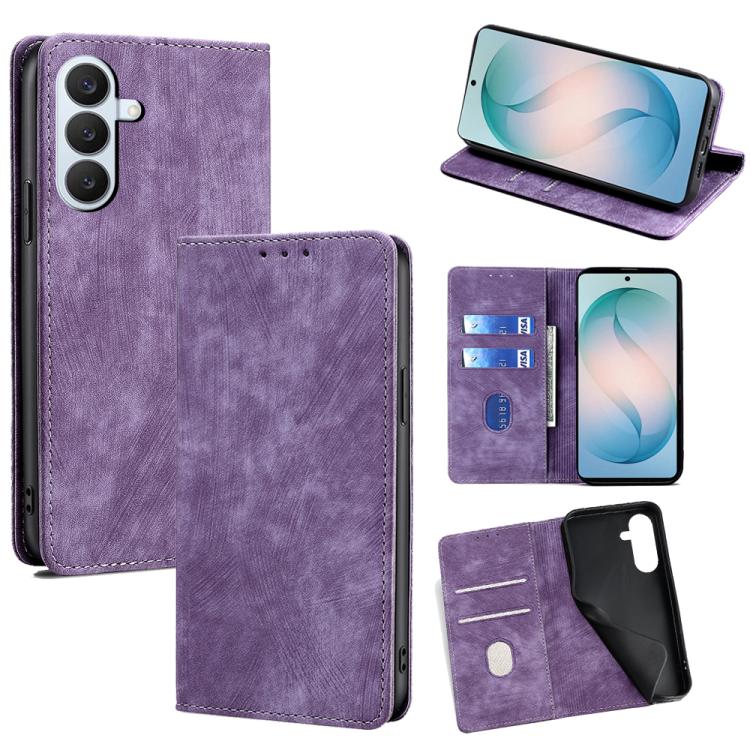 RFID Anti-theft Brush Magnetic Leather Phone Case, For Samsung Galaxy S26+ 5G, For Samsung Galaxy S26 Ultra 5G, For Samsung Galaxy S26 5G, For Samsung Galaxy S25 5G