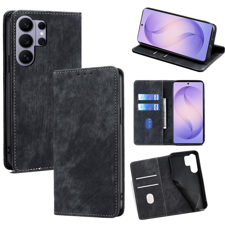 RFID Anti-theft Brush Magnetic Leather Phone Case, For Samsung Galaxy S26+ 5G, For Samsung Galaxy S26 Ultra 5G, For Samsung Galaxy S26 5G, For Samsung Galaxy S25 5G