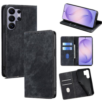 RFID Anti-theft Brush Magnetic Leather Phone Case, For Samsung Galaxy S26+ 5G, For Samsung Galaxy S26 Ultra 5G, For Samsung Galaxy S26 5G, For Samsung Galaxy S25 5G