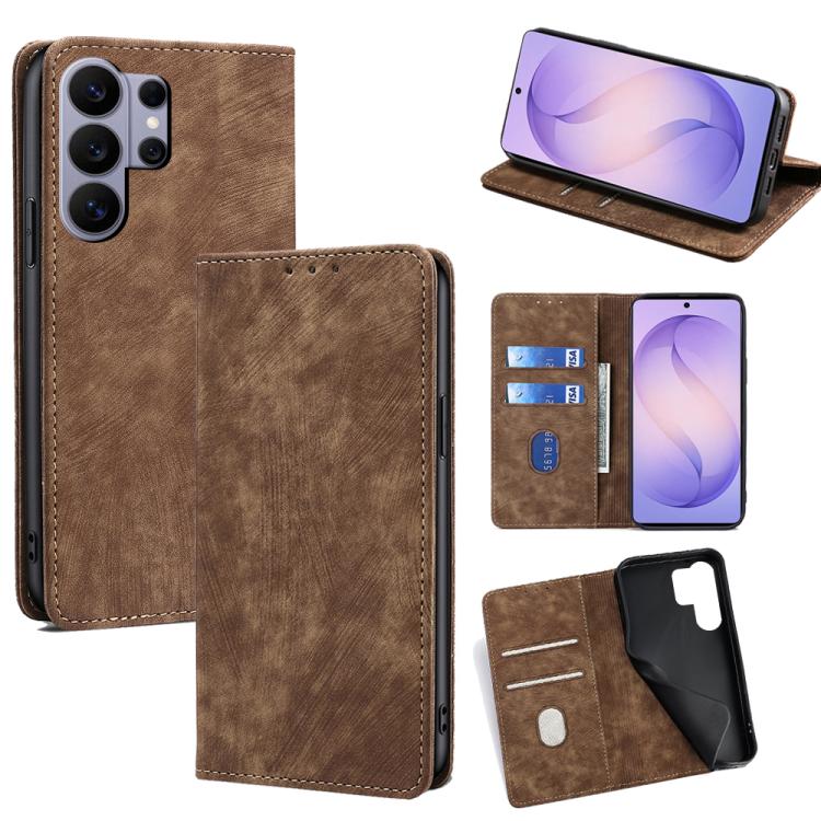RFID Anti-theft Brush Magnetic Leather Phone Case, For Samsung Galaxy S26+ 5G, For Samsung Galaxy S26 Ultra 5G, For Samsung Galaxy S26 5G, For Samsung Galaxy S25 5G