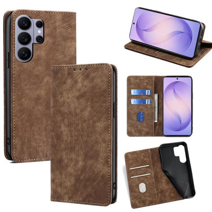 RFID Anti-theft Brush Magnetic Leather Phone Case, For Samsung Galaxy S26+ 5G, For Samsung Galaxy S26 Ultra 5G, For Samsung Galaxy S26 5G, For Samsung Galaxy S25 5G