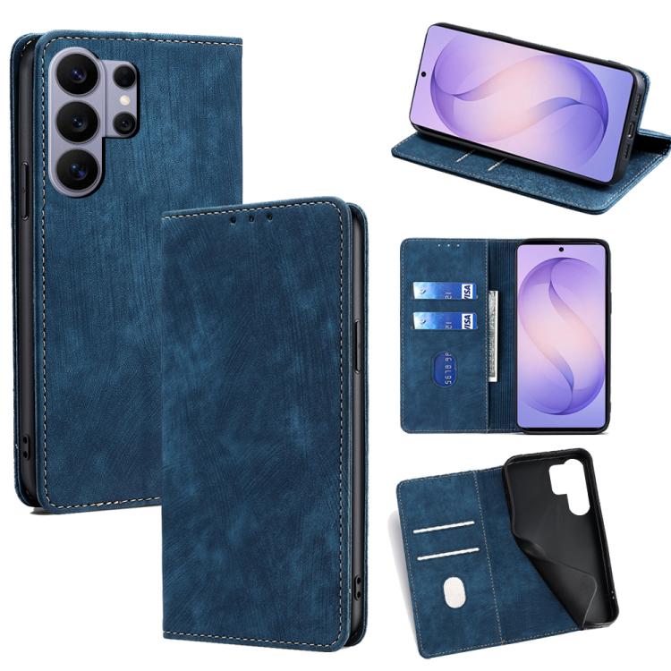 RFID Anti-theft Brush Magnetic Leather Phone Case, For Samsung Galaxy S26+ 5G, For Samsung Galaxy S26 Ultra 5G, For Samsung Galaxy S26 5G, For Samsung Galaxy S25 5G