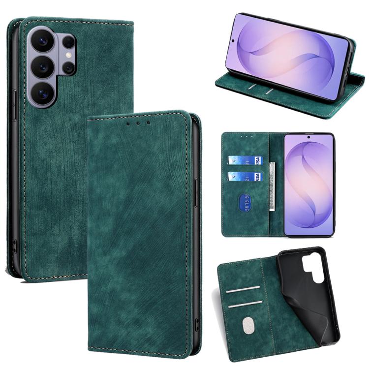 RFID Anti-theft Brush Magnetic Leather Phone Case, For Samsung Galaxy S26+ 5G, For Samsung Galaxy S26 Ultra 5G, For Samsung Galaxy S26 5G, For Samsung Galaxy S25 5G