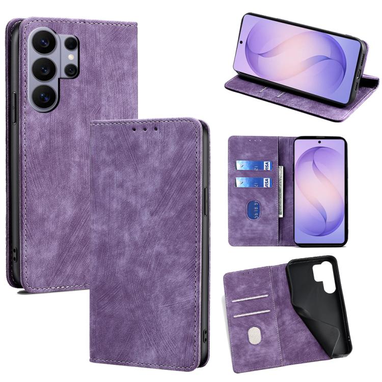 RFID Anti-theft Brush Magnetic Leather Phone Case, For Samsung Galaxy S26+ 5G, For Samsung Galaxy S26 Ultra 5G, For Samsung Galaxy S26 5G, For Samsung Galaxy S25 5G