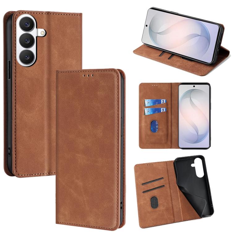 Skin Feel Magnetic Leather Phone Case, For Samsung Galaxy S26+ 5G, For Samsung Galaxy S26 Ultra 5G, For Samsung Galaxy S26 5G, For Samsung Galaxy S25 5G