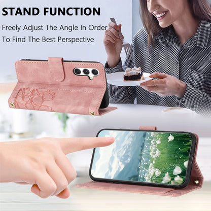 Tulips Embossed Leather Phone Case with Lanyard, For Samsung Galaxy S25+ 5G, For Samsung Galaxy S25 Ultra 5G, For Samsung Galaxy S24 FE 5G, For Samsung Galaxy S24 Ultra 5G