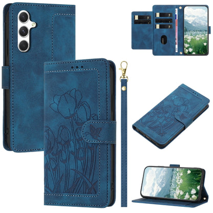 Tulips Embossed Leather Phone Case with Lanyard, For Samsung Galaxy S25+ 5G, For Samsung Galaxy S25 Ultra 5G, For Samsung Galaxy S24 FE 5G, For Samsung Galaxy S24 Ultra 5G