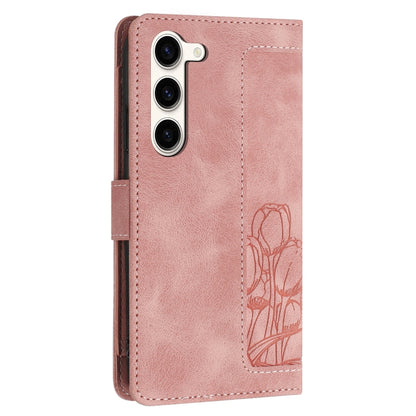 Tulips Embossed Leather Phone Case with Lanyard, For Samsung Galaxy S23+ 5G, For Samsung Galaxy S23 5G, For Samsung Galaxy S20 FE, For Samsung Galaxy S22 Ultra 5G
