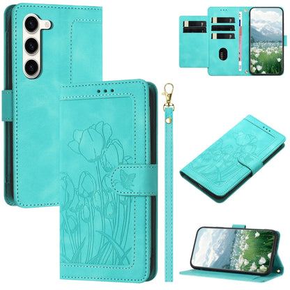Tulips Embossed Leather Phone Case with Lanyard, For Samsung Galaxy S23+ 5G, For Samsung Galaxy S23 5G, For Samsung Galaxy S20 FE, For Samsung Galaxy S22 Ultra 5G