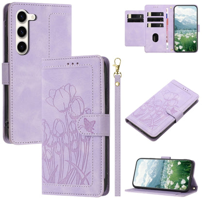 Tulips Embossed Leather Phone Case with Lanyard, For Samsung Galaxy S23+ 5G, For Samsung Galaxy S23 5G, For Samsung Galaxy S20 FE, For Samsung Galaxy S22 Ultra 5G