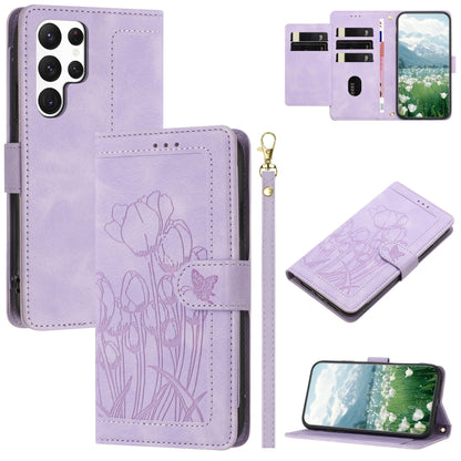 Tulips Embossed Leather Phone Case with Lanyard, For Samsung Galaxy S23+ 5G, For Samsung Galaxy S23 5G, For Samsung Galaxy S20 FE, For Samsung Galaxy S22 Ultra 5G