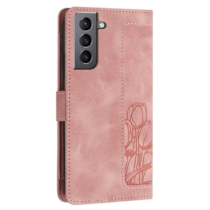 Tulips Embossed Leather Phone Case with Lanyard, For Samsung Galaxy S22+ 5G, For Samsung Galaxy S22 5G, For Samsung Galaxy S21 FE 5G, For Samsung Galaxy S21 5G