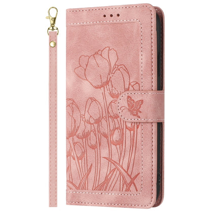 Tulips Embossed Leather Phone Case with Lanyard, For Samsung Galaxy S21 FE 5G, For Samsung Galaxy S21 5G, For Samsung Galaxy S21+ 5G, For Samsung Galaxy S21 Ultra 5G