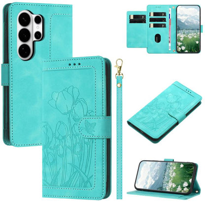 Tulips Embossed Leather Phone Case with Lanyard, For Samsung Galaxy S26+ 5G, For Samsung Galaxy S26 Edge 5G, For Samsung Galaxy S26 Ultra 5G, For Samsung Galaxy S26 5G