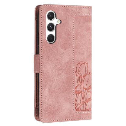 Tulips Embossed Leather Phone Case with Lanyard, For Samsung Galaxy S26 5G, For Samsung Galaxy S25 FE 5G, For Samsung Galaxy S25 Edge 5G, For Samsung Galaxy S25 5G