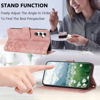 Tulips Embossed Leather Phone Case with Lanyard, For Samsung Galaxy S26 5G, For Samsung Galaxy S25 FE 5G, For Samsung Galaxy S25 Edge 5G, For Samsung Galaxy S25 5G