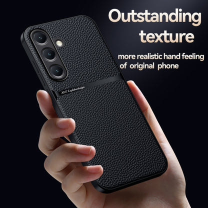 Litchi Leather Magnetic Full Coverage Shockproof Phone Case, For Samsung Galaxy S25 5G, For Samsung Galaxy S25+ 5G, For Samsung Galaxy S25 Ultra 5G, For Samsung Galaxy S24 FE 5G