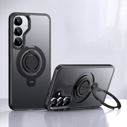 Frosted MagSafe Phone Case with 360 Degree Rotating Holder, For Samsung Galaxy S25 5G, For Samsung Galaxy S25+ 5G, For Samsung Galaxy S25 Ultra 5G