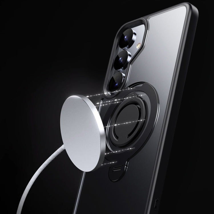 Frosted MagSafe Phone Case with 360 Degree Rotating Holder, For Samsung Galaxy S25 5G, For Samsung Galaxy S25+ 5G, For Samsung Galaxy S25 Ultra 5G