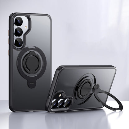 Frosted MagSafe Phone Case with 360 Degree Rotating Holder, For Samsung Galaxy S25 5G, For Samsung Galaxy S25+ 5G, For Samsung Galaxy S25 Ultra 5G