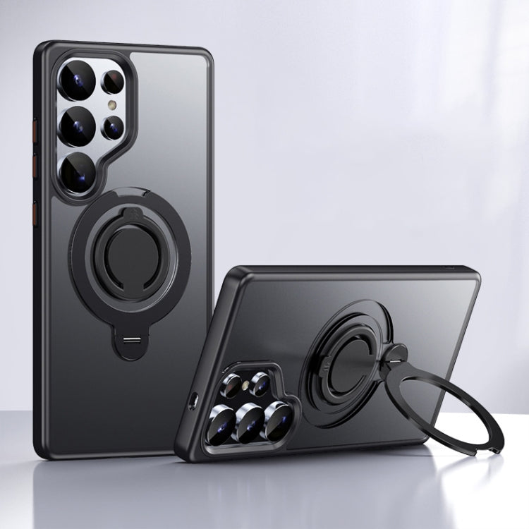 Frosted MagSafe Phone Case with 360 Degree Rotating Holder, For Samsung Galaxy S25 5G, For Samsung Galaxy S25+ 5G, For Samsung Galaxy S25 Ultra 5G