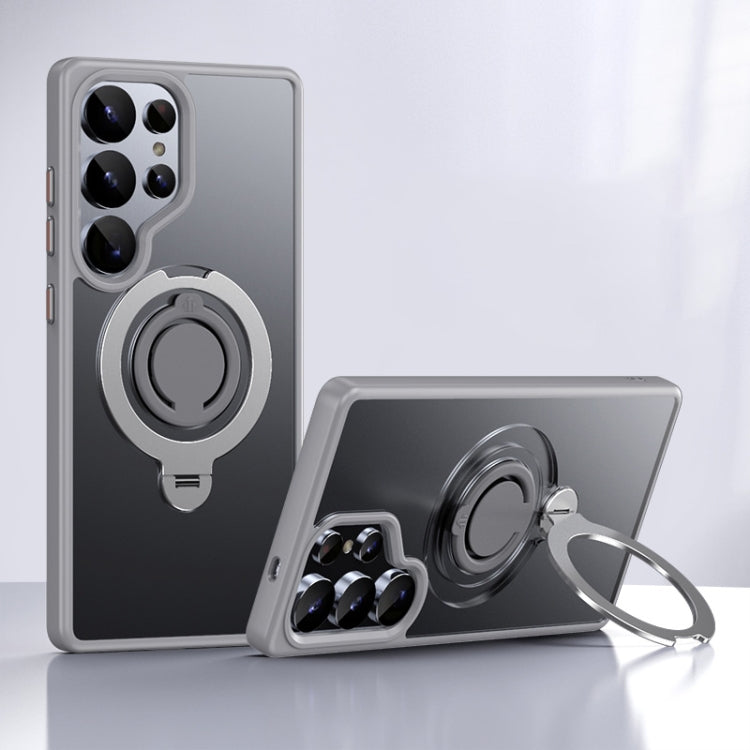 Frosted MagSafe Phone Case with 360 Degree Rotating Holder, For Samsung Galaxy S25 5G, For Samsung Galaxy S25+ 5G, For Samsung Galaxy S25 Ultra 5G