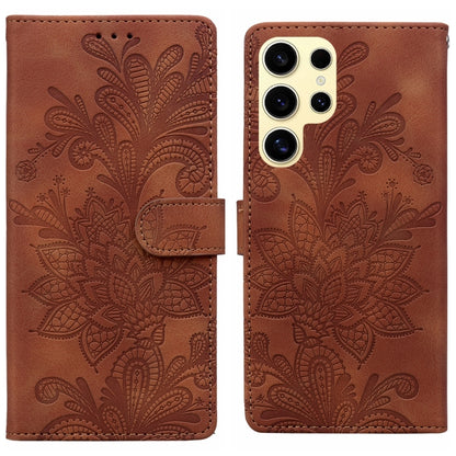 Lace Floral Embossed Magnetic Buckle PU Phone Case With Wrist Strap, For Samsung Galaxy S25 5G, For Samsung Galaxy S25+ 5G, For Samsung Galaxy S25 Ultra 5G, For Samsung Galaxy S24 Ultra 5G
