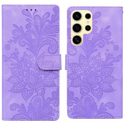 Lace Floral Embossed Magnetic Buckle PU Phone Case With Wrist Strap, For Samsung Galaxy S25 5G, For Samsung Galaxy S25+ 5G, For Samsung Galaxy S25 Ultra 5G, For Samsung Galaxy S24 Ultra 5G