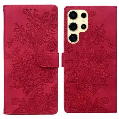 Lace Floral Embossed Magnetic Buckle PU Phone Case With Wrist Strap, For Samsung Galaxy S25 5G, For Samsung Galaxy S25+ 5G, For Samsung Galaxy S25 Ultra 5G, For Samsung Galaxy S24 Ultra 5G