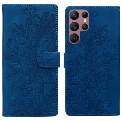 Lace Floral Embossed Magnetic Buckle PU Phone Case With Wrist Strap, For Samsung Galaxy S23 5G, For Samsung Galaxy S20 FE, For Samsung Galaxy S22 Ultra 5G, For Samsung Galaxy S22+ 5G