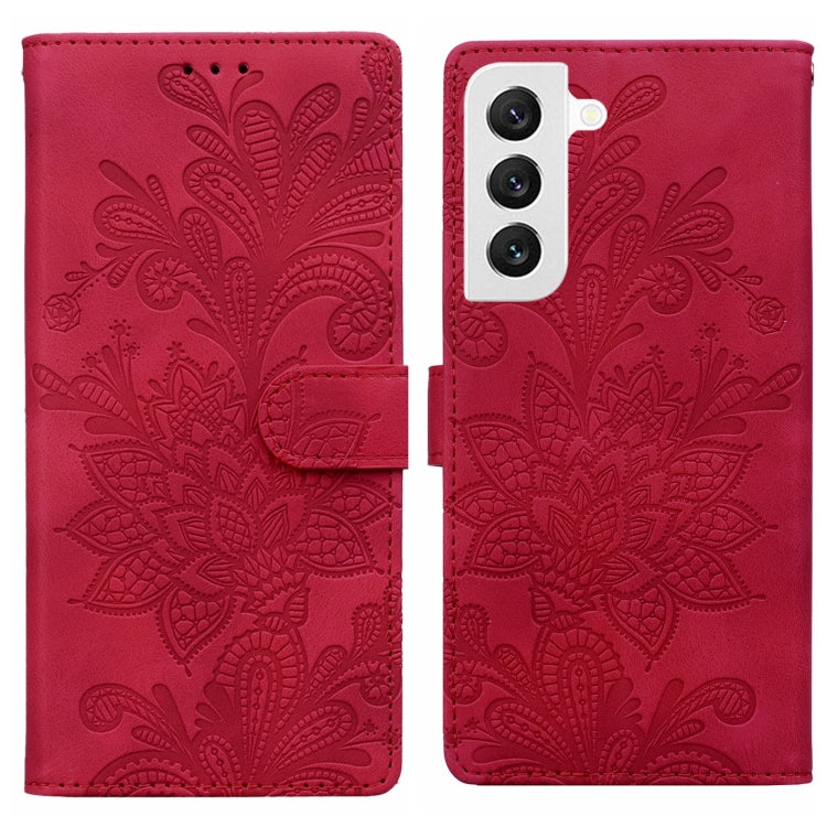 Lace Floral Embossed Magnetic Buckle PU Phone Case With Wrist Strap, For Samsung Galaxy S22 5G, For Samsung Galaxy S21 FE 5G, For Samsung Galaxy S21 5G, For Samsung Galaxy S21+ 5G