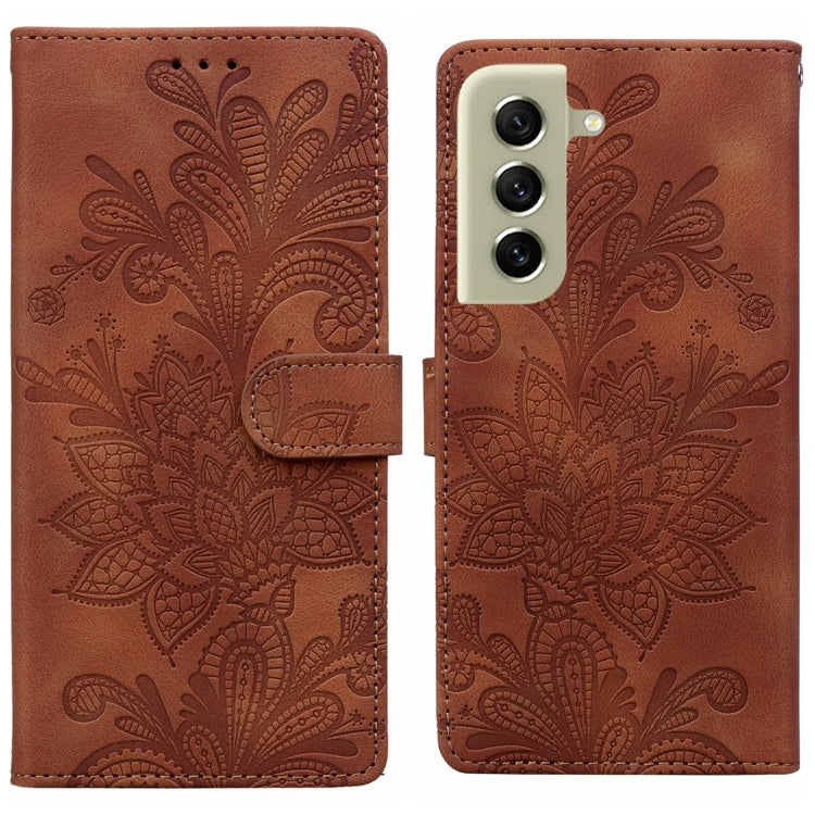 Lace Floral Embossed Magnetic Buckle PU Phone Case With Wrist Strap, For Samsung Galaxy S22 5G, For Samsung Galaxy S21 FE 5G, For Samsung Galaxy S21 5G, For Samsung Galaxy S21+ 5G