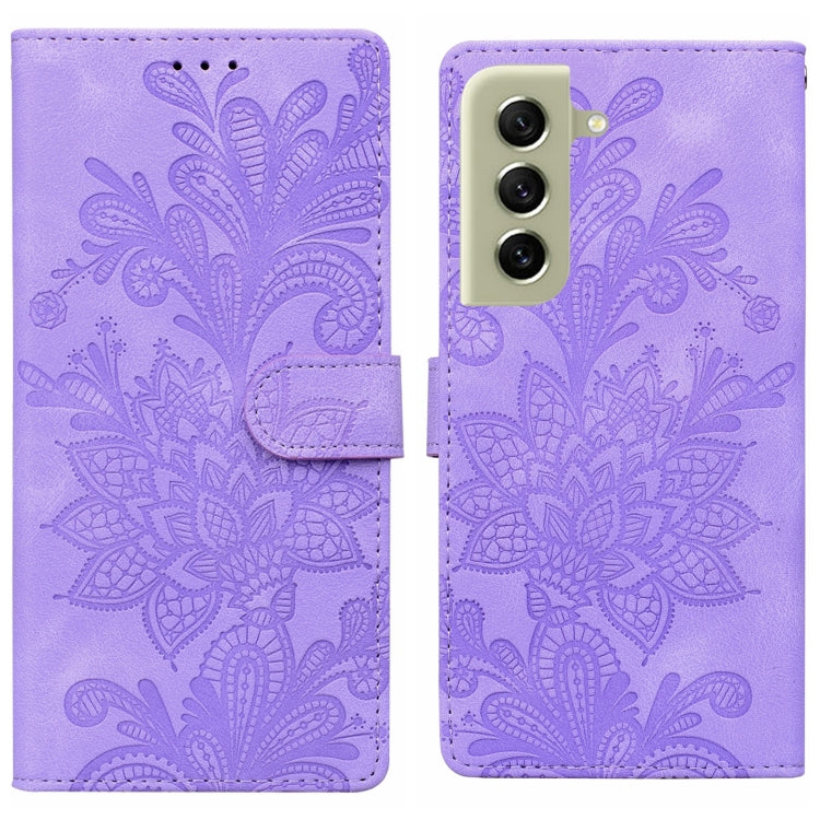 Lace Floral Embossed Magnetic Buckle PU Phone Case With Wrist Strap, For Samsung Galaxy S22 5G, For Samsung Galaxy S21 FE 5G, For Samsung Galaxy S21 5G, For Samsung Galaxy S21+ 5G