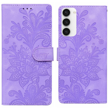 Lace Floral Embossed Magnetic Buckle PU Phone Case With Wrist Strap, For Samsung Galaxy S24 5G, For Samsung Galaxy S23 FE 5G, For Samsung Galaxy S23 Ultra 5G, For Samsung Galaxy S23+ 5G