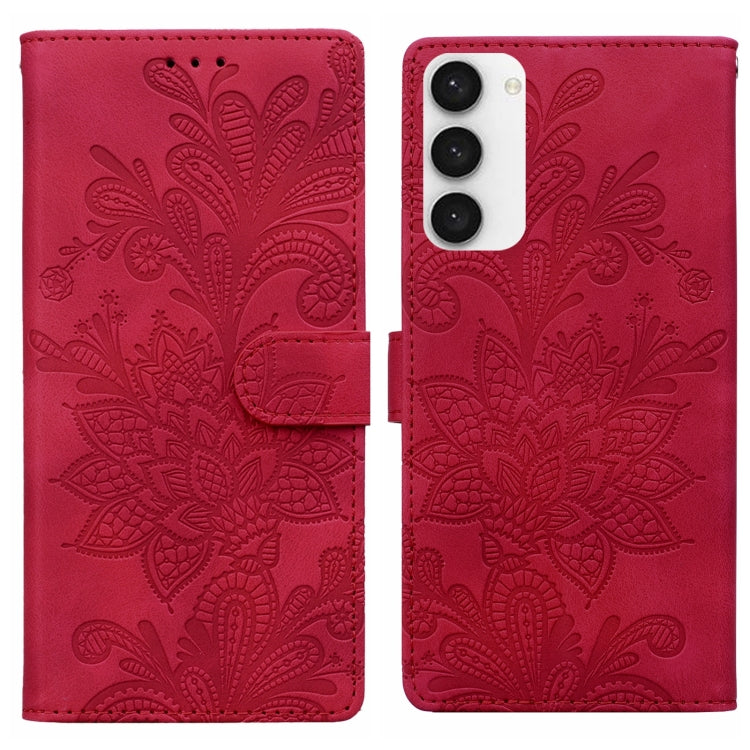 Lace Floral Embossed Magnetic Buckle PU Phone Case With Wrist Strap, For Samsung Galaxy S24 5G, For Samsung Galaxy S23 FE 5G, For Samsung Galaxy S23 Ultra 5G, For Samsung Galaxy S23+ 5G