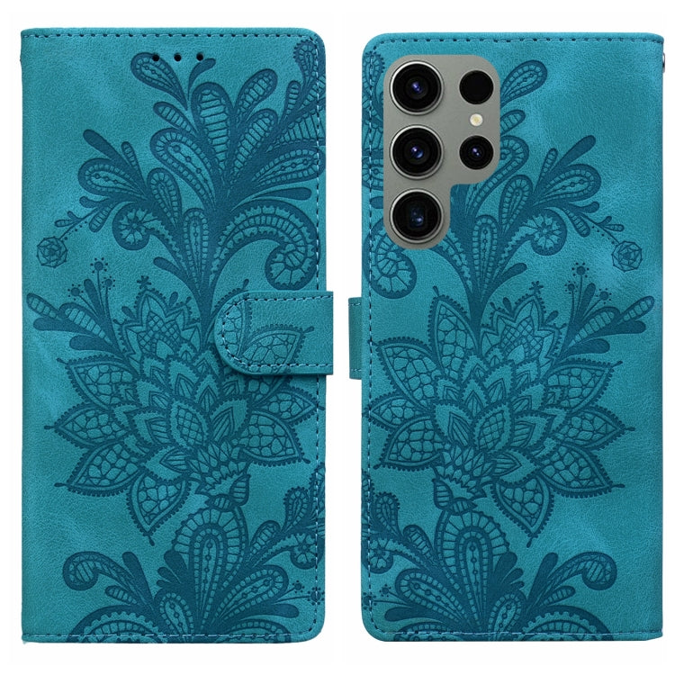 Lace Floral Embossed Magnetic Buckle PU Phone Case With Wrist Strap, For Samsung Galaxy S24 5G, For Samsung Galaxy S23 FE 5G, For Samsung Galaxy S23 Ultra 5G, For Samsung Galaxy S23+ 5G