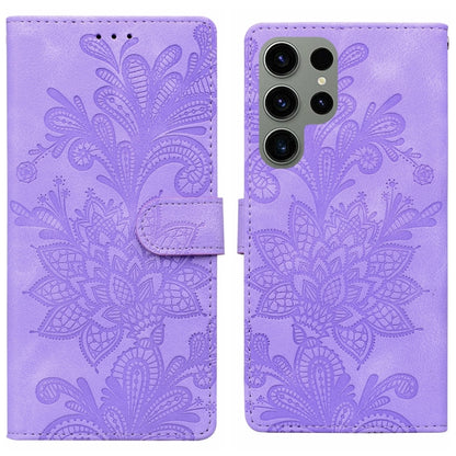 Lace Floral Embossed Magnetic Buckle PU Phone Case With Wrist Strap, For Samsung Galaxy S24 5G, For Samsung Galaxy S23 FE 5G, For Samsung Galaxy S23 Ultra 5G, For Samsung Galaxy S23+ 5G
