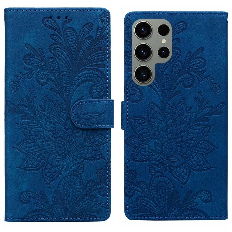Lace Floral Embossed Magnetic Buckle PU Phone Case With Wrist Strap, For Samsung Galaxy S24 5G, For Samsung Galaxy S23 FE 5G, For Samsung Galaxy S23 Ultra 5G, For Samsung Galaxy S23+ 5G