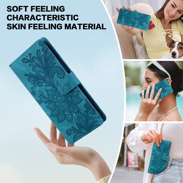 Lace Floral Embossed Magnetic Buckle PU Phone Case With Wrist Strap, For Samsung Galaxy S25 5G, For Samsung Galaxy S25+ 5G, For Samsung Galaxy S25 Ultra 5G, For Samsung Galaxy S24 Ultra 5G